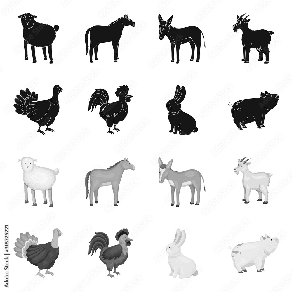Vector design of breeding and kitchen sign. Set of breeding and organic stock vector illustration.