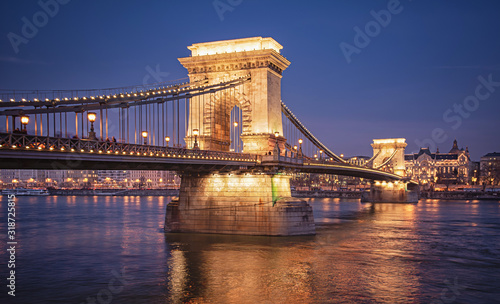 Amazing Chain Bridge in sunset