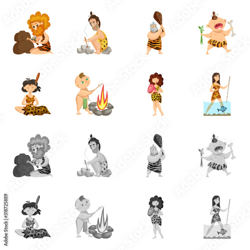 Vector illustration of evolution and prehistory sign. Collection of evolution and development vector icon for stock.