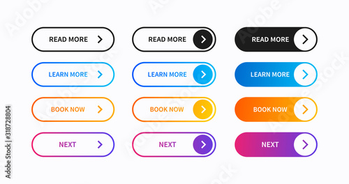 Set of web buttons vector design. Collection with ui elements.