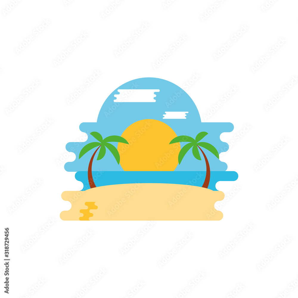 Obraz premium Isolated beach with palm trees vector design