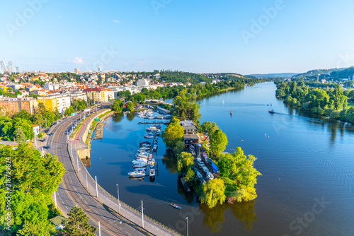 Canvas Print Podoli Quarter and Vltava River