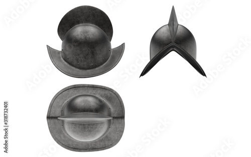 3d illustration of conquistador morion helmet isolated