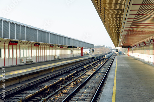 train station railway track construction building architecture shapes and lines empty transportation object