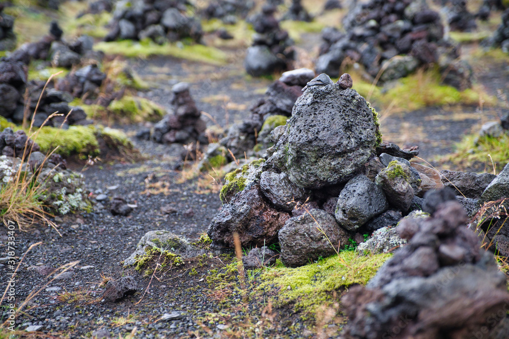 Stony rocky desert landscape of Iceland. Toned Stony rocky desert landscape of Iceland. Toned