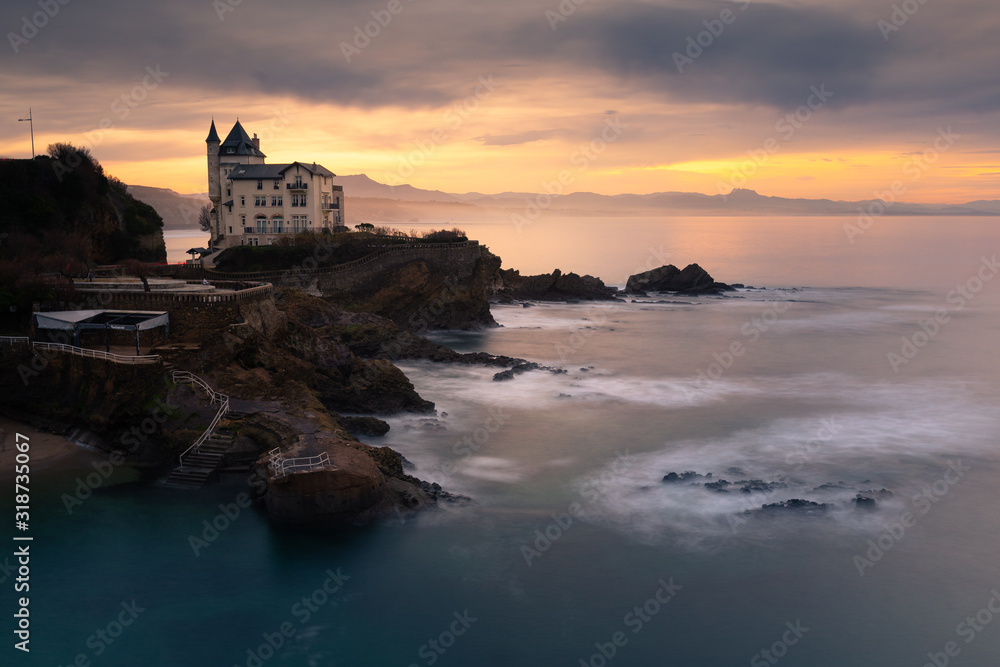 Sunset from the coast of Biarritz at the Basque Country.