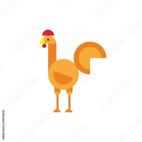 Vector illustration of a roaster farm animal in simple geometric shape. It can be good as design element of farm re