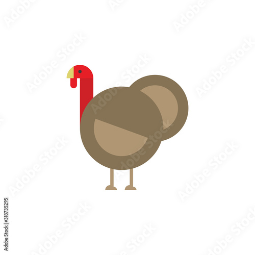 Vector illustration of a turkey farm animal in simple geometric shape. It can be good as design element of farm re