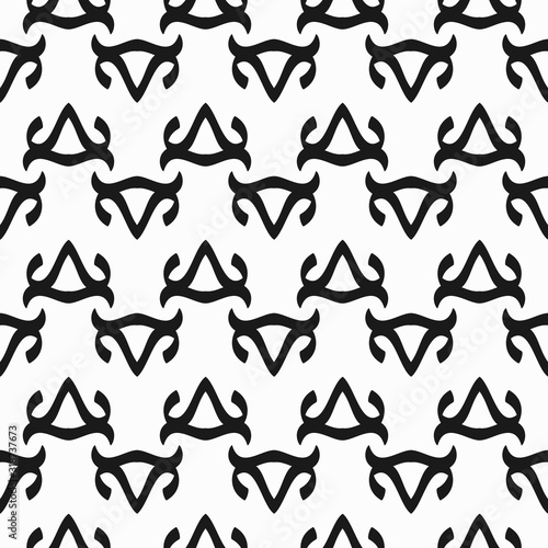 Monochrome seamless pattern with geometric ornament.