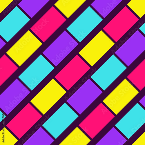 Seamless geometric pattern with colorful rectangles.