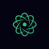 scientific atom symbol, abstract creative logo, simple icon.