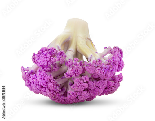 Fototapete Purple cauliflower on white background