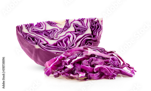 slice red cabbage isolated on white background