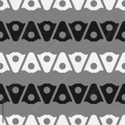 Monochrome seamless pattern with geometric shapes.