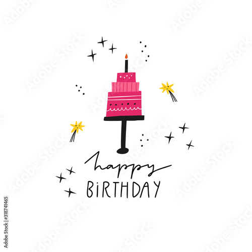 Happy Birthday vector greeting card with lettering