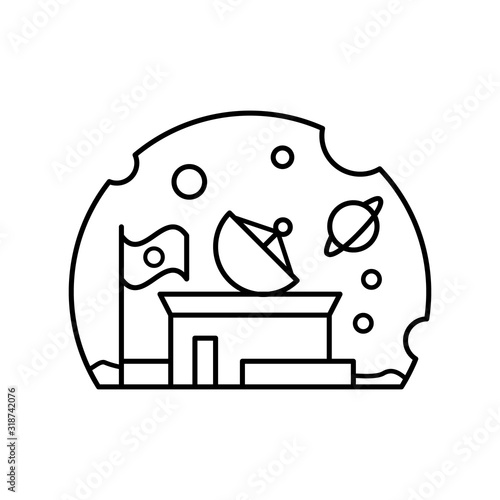 Space habitation satellite flag icon. Simple line, outline vector elements of interplanetary colonization icons for ui and ux, website or mobile application