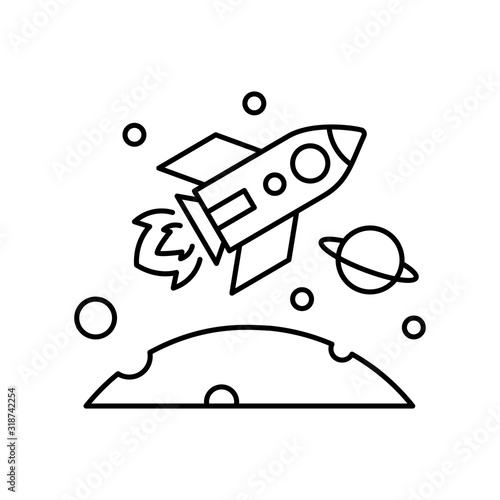 Satellite rocket in space icon. Simple line, outline vector elements of interplanetary colonization icons for ui and ux, website or mobile application