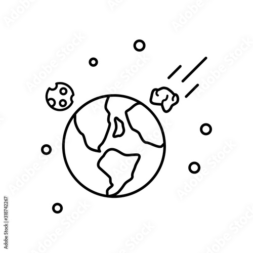 Asteroid toward earth icon. Simple line, outline vector elements of interplanetary colonization icons for ui and ux, website or mobile application