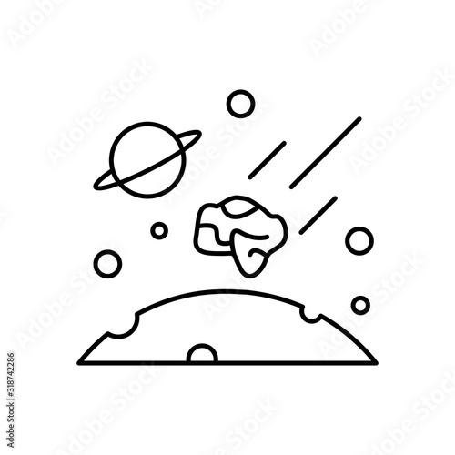 Asteroids in space, moon icon. Simple line, outline vector elements of interplanetary colonization icons for ui and ux, website or mobile application