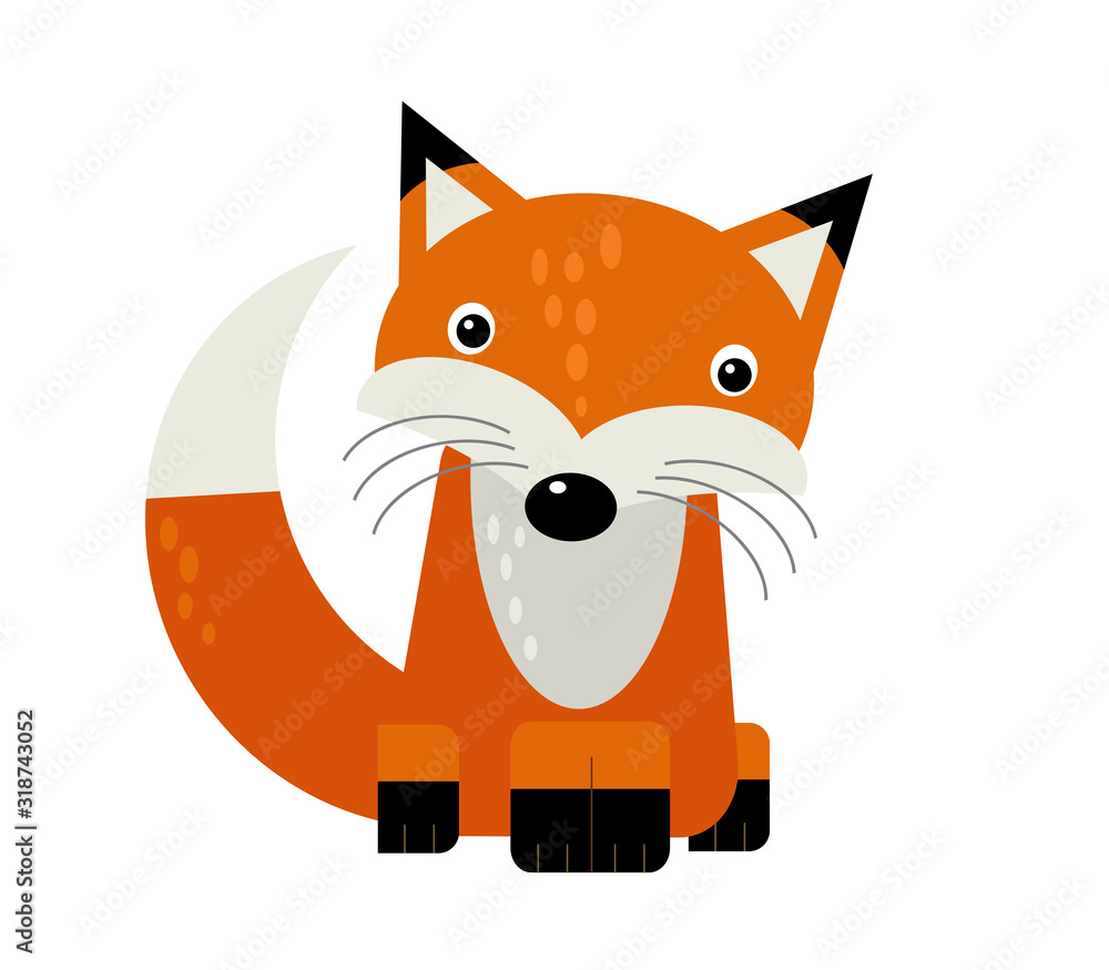 Obraz premium cartoon scene with wild animal fox on white background illustration