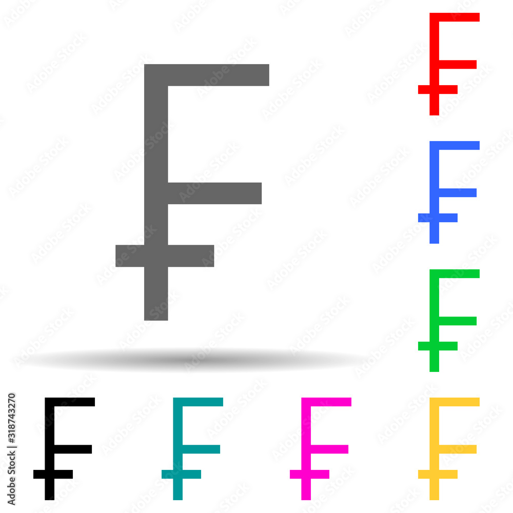 franch multi color style icon. Simple glyph, flat vector of crepto currency icons for ui and ux, website or mobile application