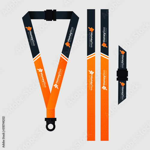Orange lanyard template for honey bee company