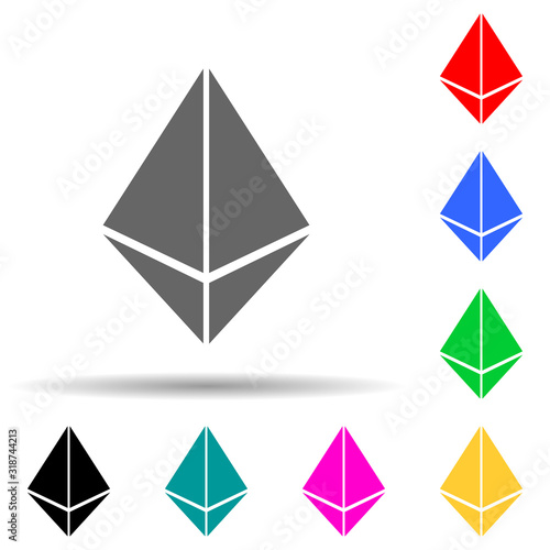 Etherium sign multi color style icon. Simple glyph, flat vector of crypto icons for ui and ux, website or mobile application