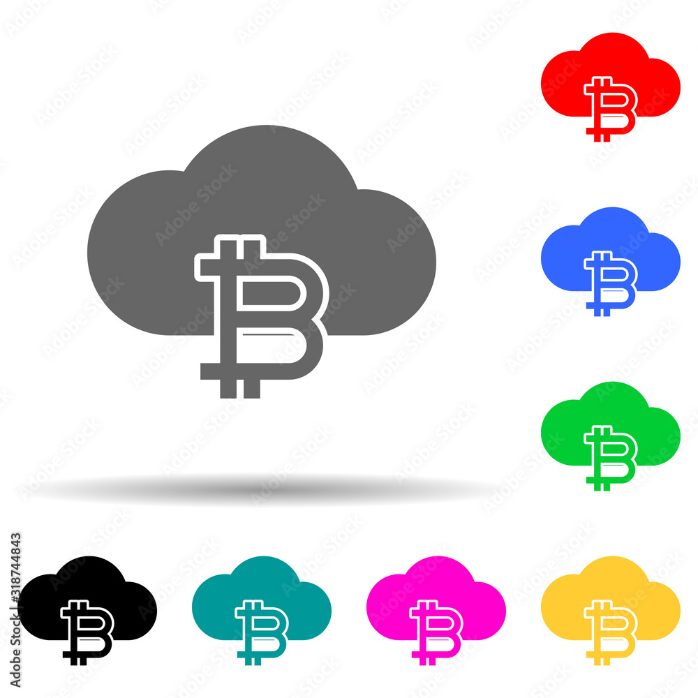cloud bitcoin multi color style icon. Simple glyph, flat vector of crypto icons for ui and ux, website or mobile application cloud bitcoin multi color style icon. Simple glyph, flat vector of crypto icons for ui and ux, website or mobile application