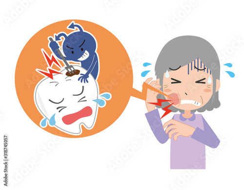むし歯　虫歯　歯痛　歯科　歯医者　痛い　症状　おばあさん