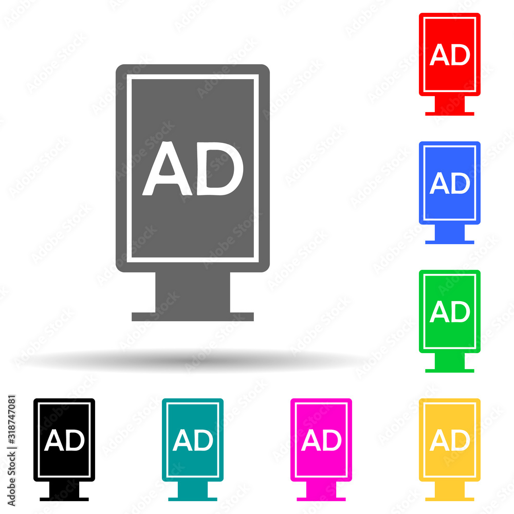 advertising stand multi color style icon. Simple glyph, flat vector of digital marketing, promotion icons for ui and ux, website or mobile application advertising stand multi color style icon. Simple glyph, flat vector of digital marketing, promotion icons for ui and ux, website or mobile application