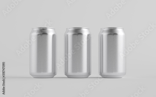 12 oz. / 350ml Aluminium Can Mockup - Three Cans.  3D Illustration photo