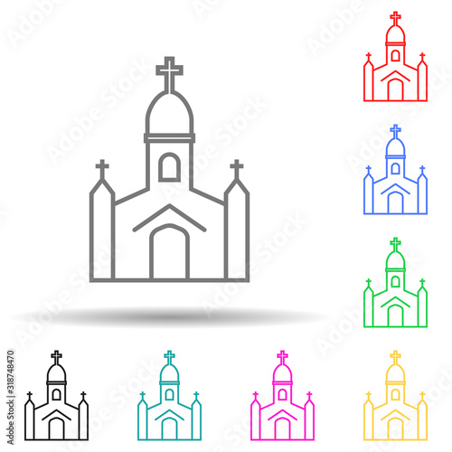 church multi color style icon. Simple thin line, outline vector of easter icons for ui and ux, website or mobile application