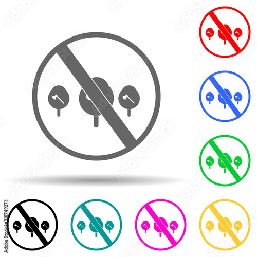 ban on cutting down trees multi color style icon. Simple glyph, flat vector of ecology icons for ui and ux, website or mobile application
