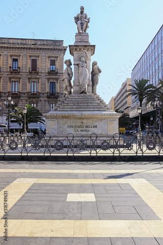 cityscape with Statue of Vincenzo Bellini at Piazza Stesicoro  photo