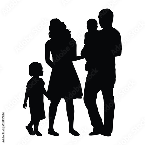 Family silhouette vector on white background,People