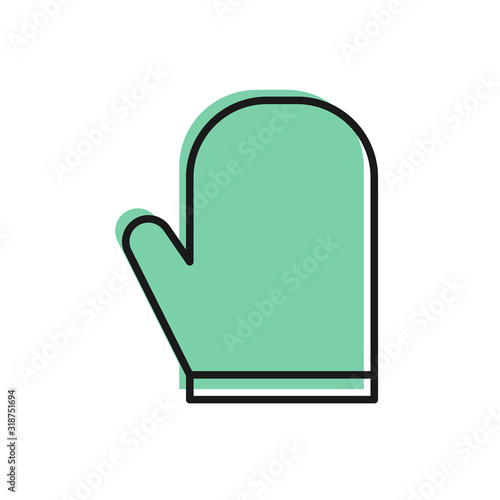 Black line Oven glove icon isolated on white background. Kitchen potholder sign. Cooking glove. Vector Illustration