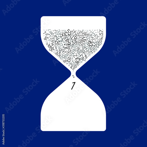 Hourglass with sand from numbers, Conceptual vector illustration.
