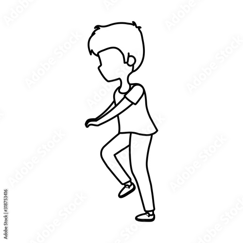 young man walking character cartoon icon thick line