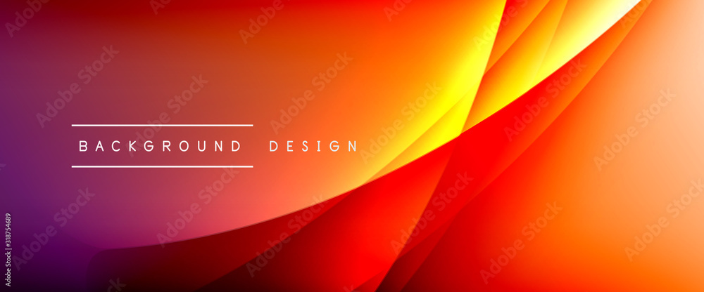 Wave liquid style lines with shadows and light on gradient background. Trendy simple fluid color gradient abstract background with dynamic straight shadow line effect
