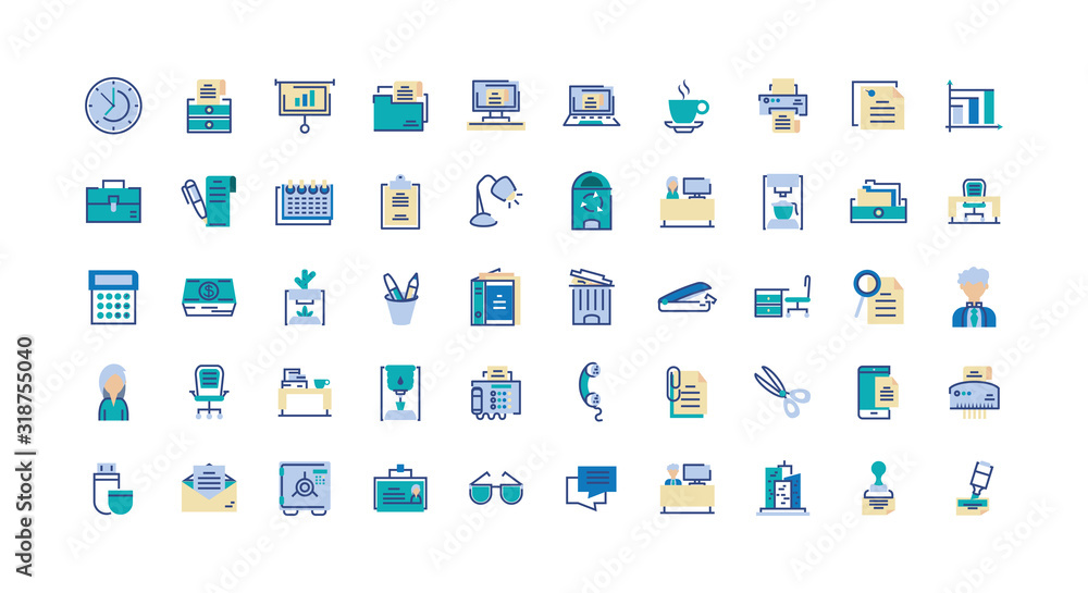 Isolated office and business icon set vector design Isolated office and business icon set vector design