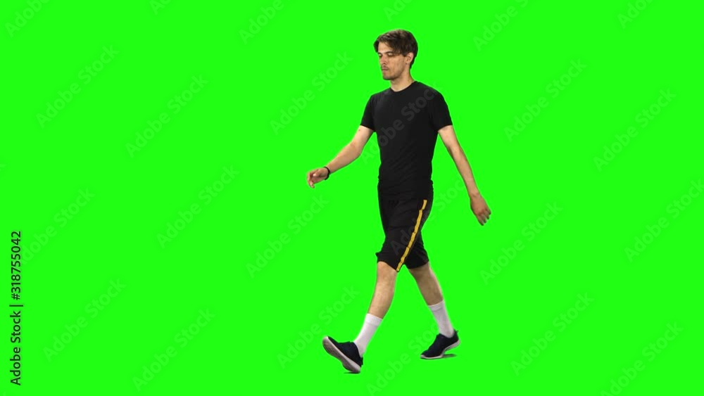 Brunette man goes then starts to run, Chroma Key. Brunette man goes then starts to run, Chroma Key.