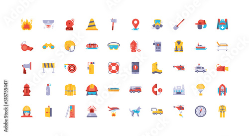 Emergency icon set vector design