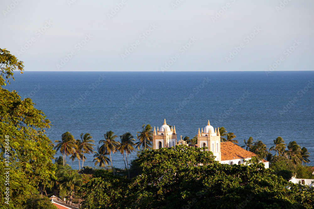 Naklejka premium Towers of an old colonial church in Olinda, Brazil