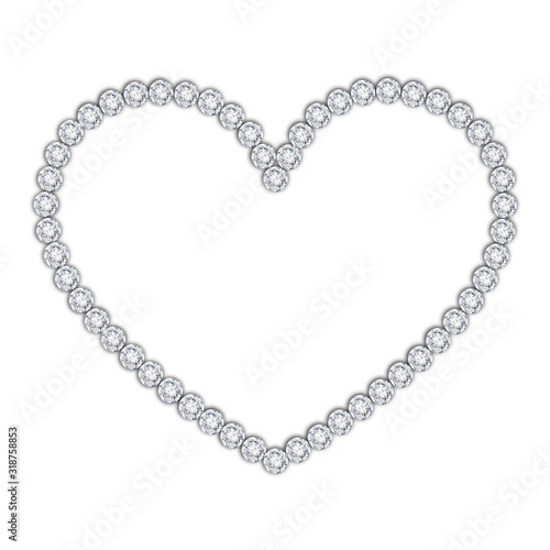 heart shaped frame with diamonds