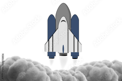 Vector of rocket that launched isolated on white background. 
