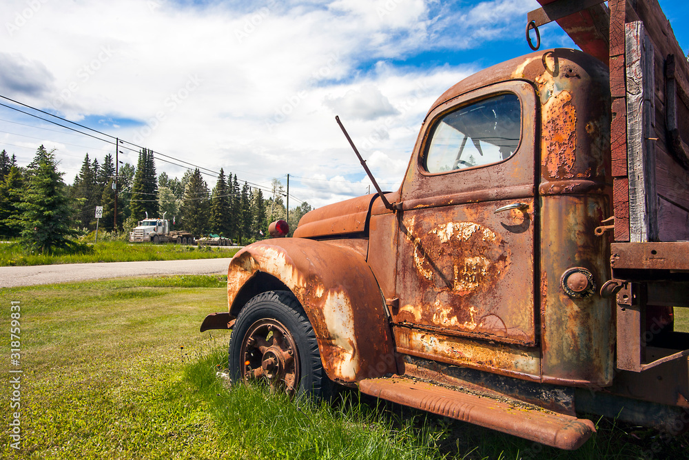 Prince George British Columbia Canada Old cars on the roadside Prince George British Columbia Canada Old cars on the roadside