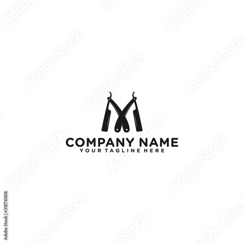 Letter m straight razor logo icon design template elements