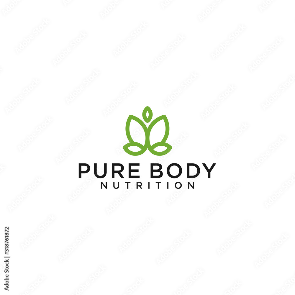 Green Eco Leaves Logo design vector template, pure body logo design, simple, minimalist Green Eco Leaves Logo design vector template, pure body logo design, simple, minimalist