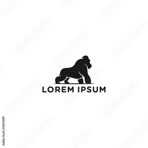 vector gorilla silhouette, simple, minimalist, logo template
