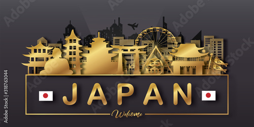 Malaysia Travel postcard, poster, tour advertising of world famous landmarks in paper cut style. Vectors illustrations